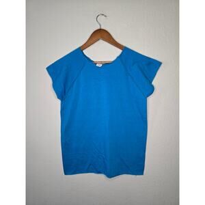 Vintage Blue Blank Shirt Lexington Lightweight Warm Up Large Women's Tee 80s